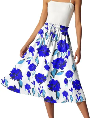 High Waisted Skirts for Women Long Pleated A-Line Flowy Maxi Skirt Bohemian Style