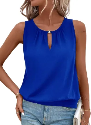 Hilinker Womens V Neck Ombre Tank Top Summer Casual Basic Loose Sleeveless T Shirt