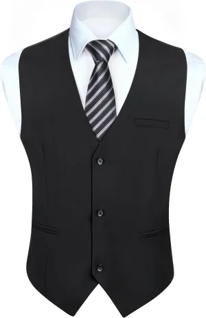 HISDERN Mens Suit Vest Business Casual Dress Waistcoat Vest Solid Color Formal Wedding Vests for Suits or Tuxedo