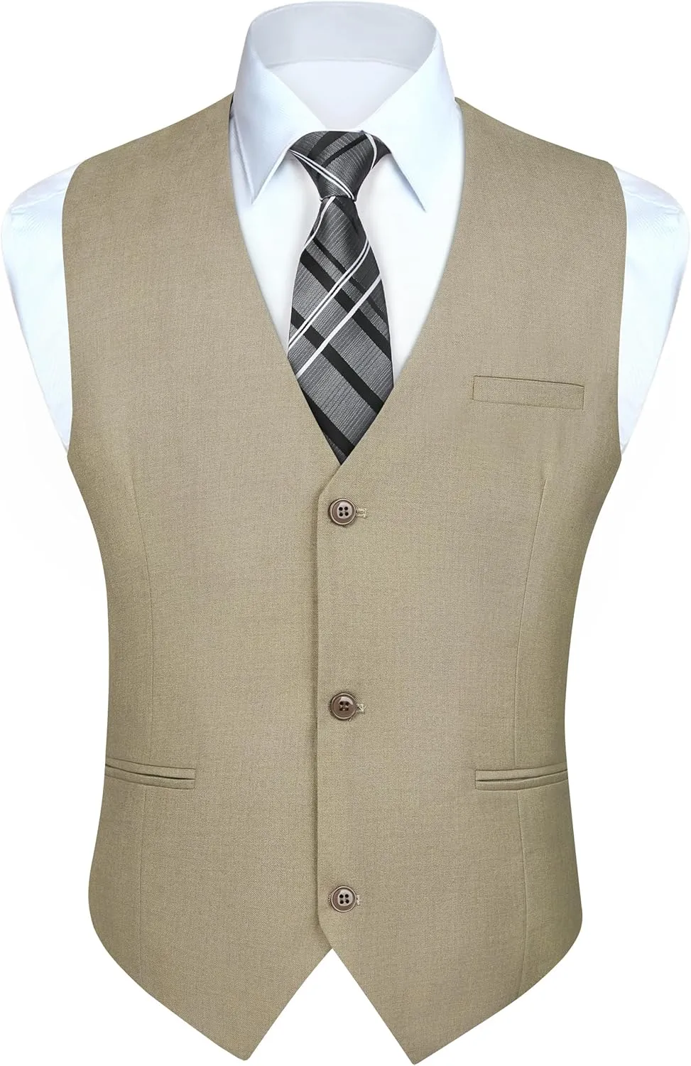 HISDERN Mens Suit Vest Business Casual Dress Waistcoat Vest Solid Color Formal Wedding Vests for Suits or Tuxedo