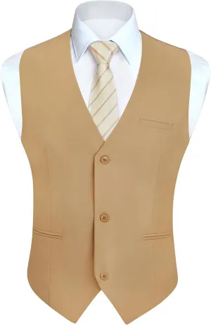 HISDERN Mens Suit Vest Business Casual Dress Waistcoat Vest Solid Color Formal Wedding Vests for Suits or Tuxedo