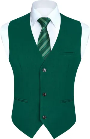 HISDERN Mens Suit Vest Business Formal Dress Vests for Men Solid Color Casual Wedding Tuxedo Party Waistcoat
