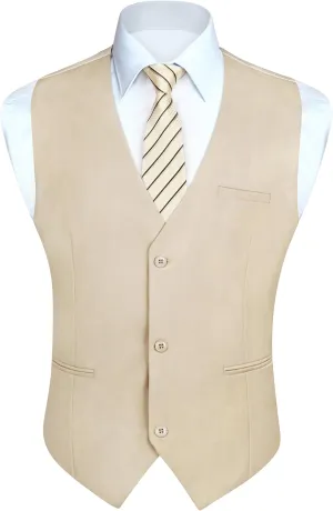 HISDERN Mens Suit Vest Business Formal Dress Vests for Men Solid Color Casual Wedding Tuxedo Party Waistcoat