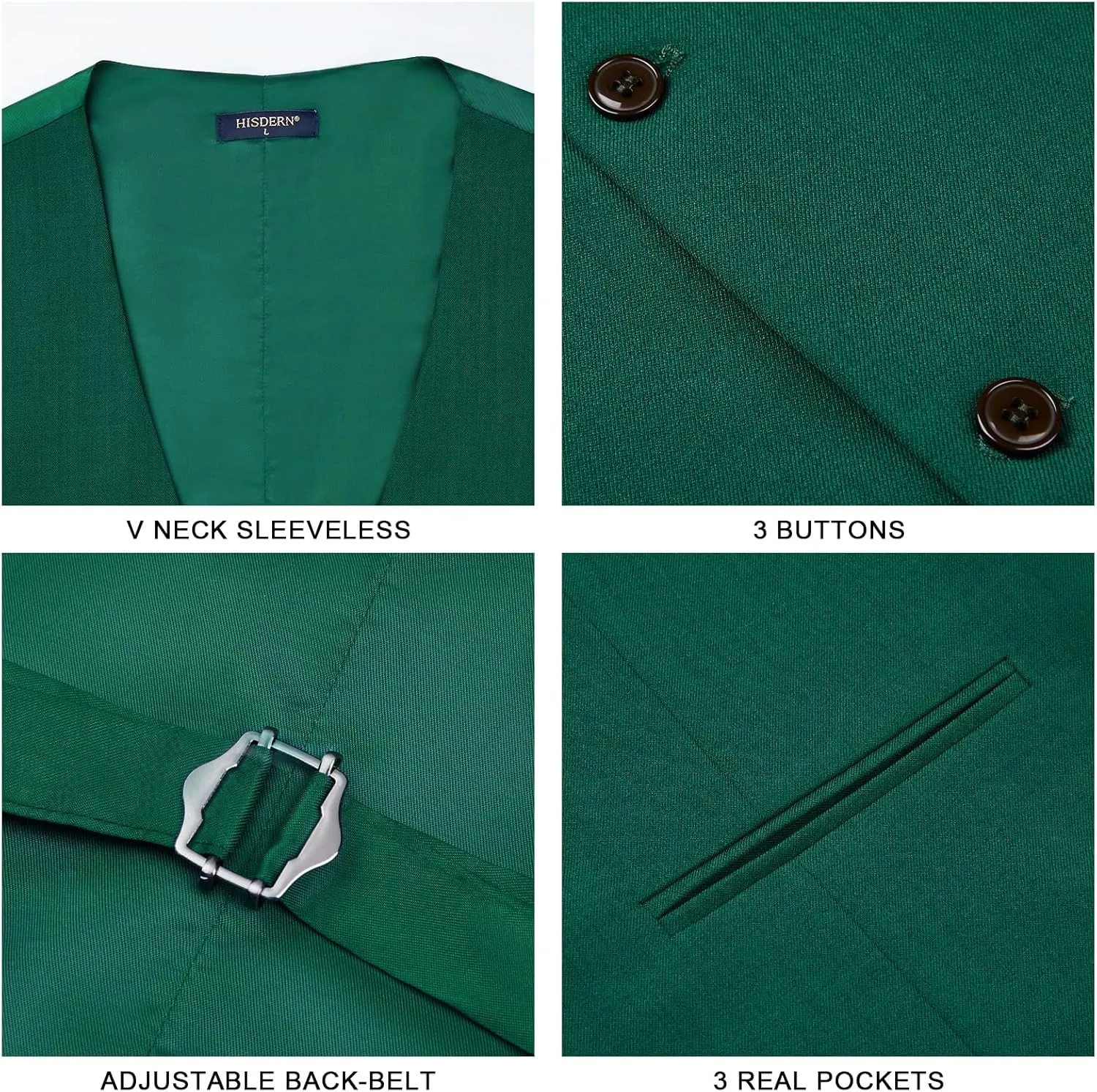 HISDERN Mens Suit Vest Business Formal Dress Vests for Men Solid Color Casual Wedding Tuxedo Party Waistcoat