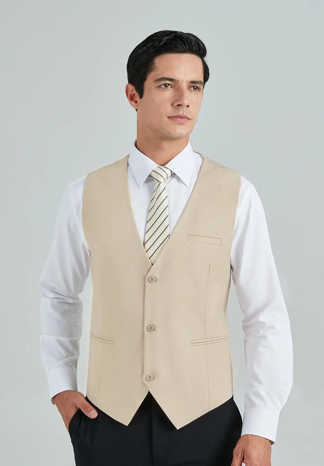 HISDERN Mens Suit Vest Business Formal Dress Vests for Men Solid Color Casual Wedding Tuxedo Party Waistcoat