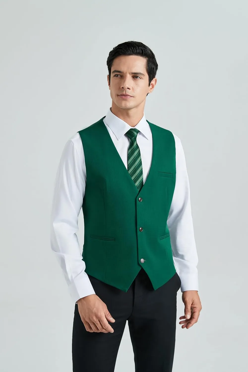 HISDERN Mens Suit Vest Business Formal Dress Vests for Men Solid Color Casual Wedding Tuxedo Party Waistcoat