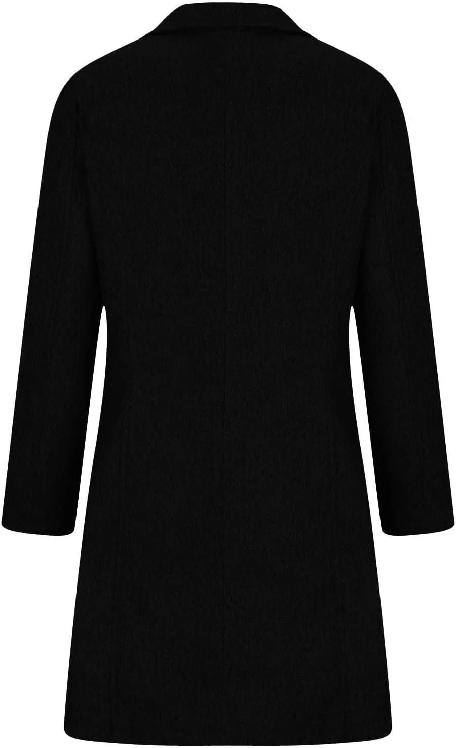 hlysgo Women Winter Wool Blend Pea Coat Mid-Long Trench Coat Single-Breasted Lapel Jacket Outwear with Pockets