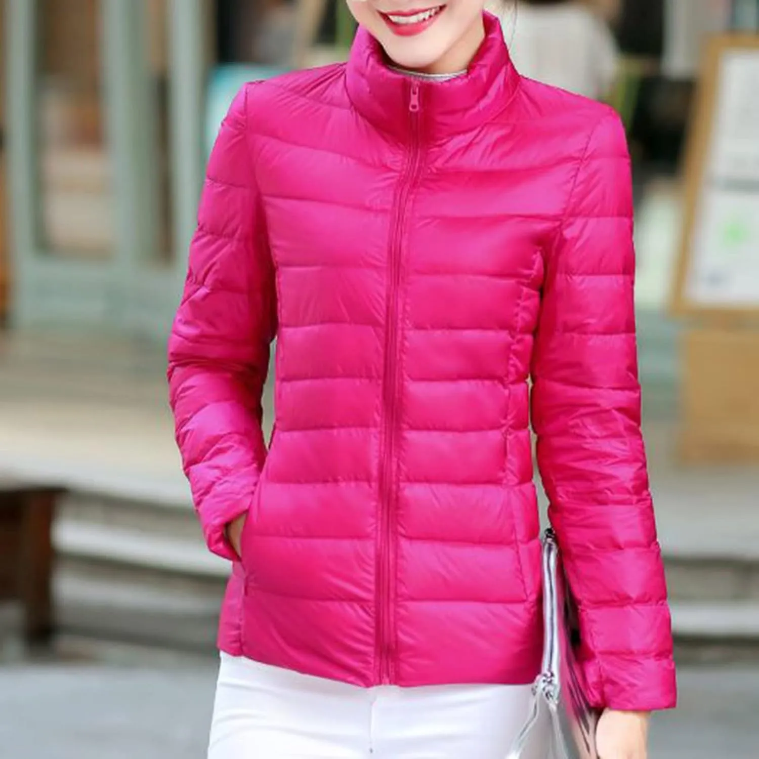 hlysgo Women's Slim-Fit Quilted Puffer Jacket Lightweight Padded Warm Winter Casual Down Coat Zip Jackets