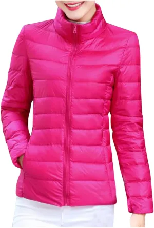 hlysgo Women's Slim-Fit Quilted Puffer Jacket Lightweight Padded Warm Winter Casual Down Coat Zip Jackets