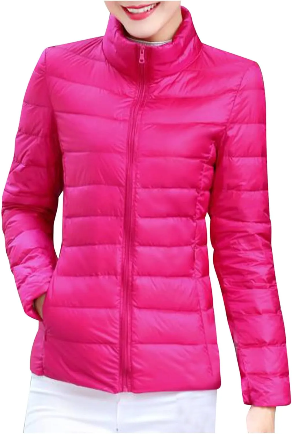 hlysgo Women's Slim-Fit Quilted Puffer Jacket Lightweight Padded Warm Winter Casual Down Coat Zip Jackets