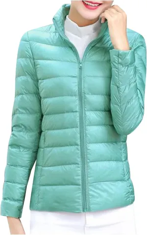 hlysgo Women's Slim-Fit Quilted Puffer Jacket Lightweight Padded Warm Winter Casual Down Coat Zip Jackets