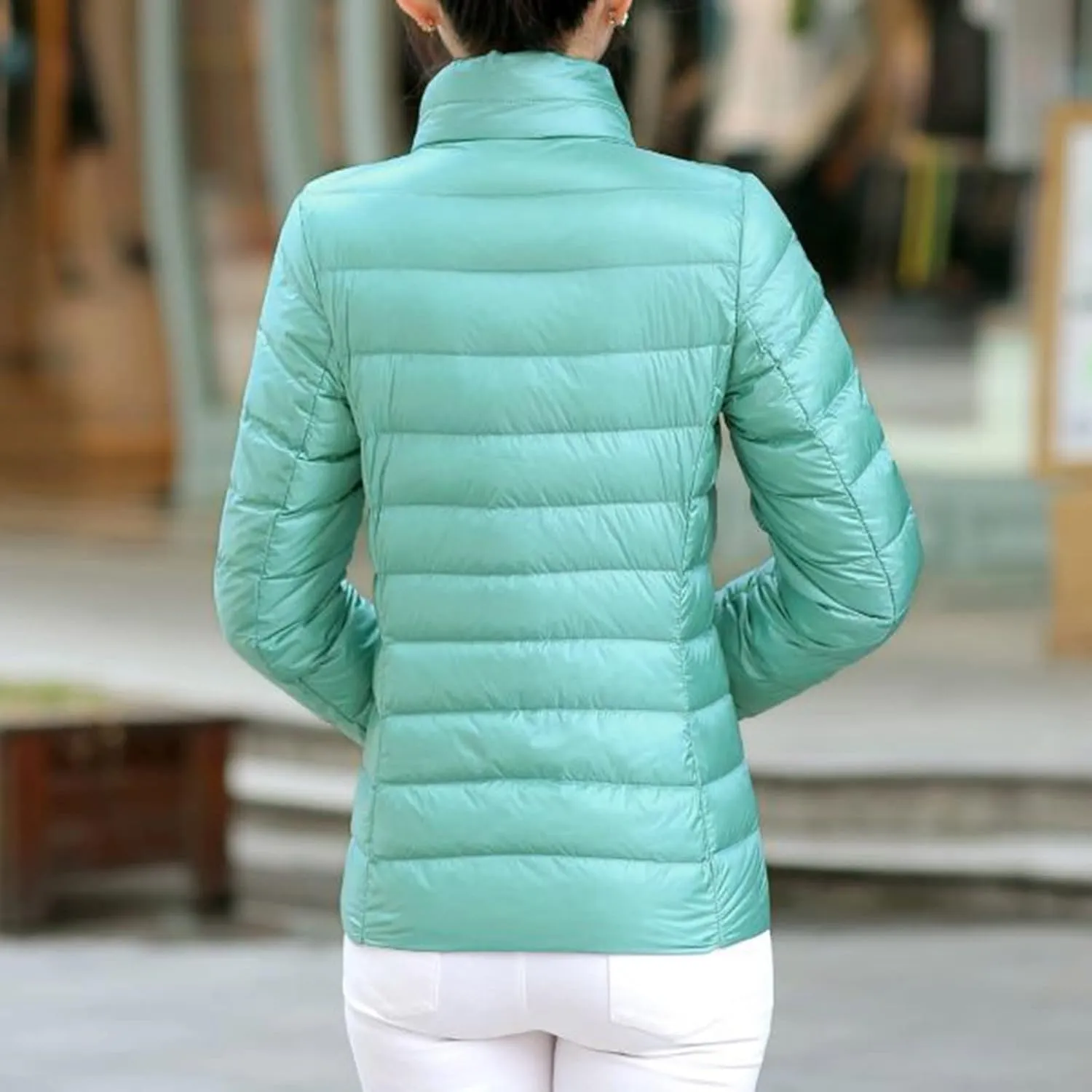 hlysgo Women's Slim-Fit Quilted Puffer Jacket Lightweight Padded Warm Winter Casual Down Coat Zip Jackets