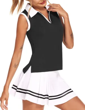 HOTLOOX Women Sleeveless Golf Polo Shirts Summer 2025 UPF 50  Zipper V Neck Tennis Tank Top S-XXL