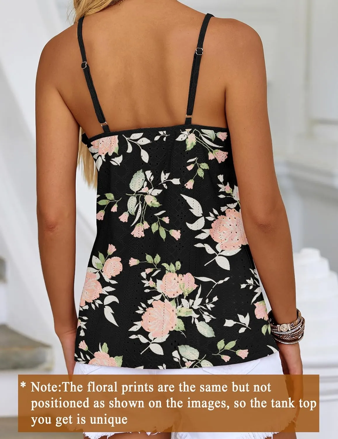 HOTOUCH Camisole for Women V Neck Spaghetti Strap Tank Tops Sleeveless Blouses Loose Fit