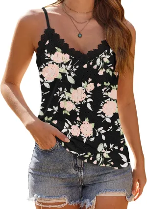 HOTOUCH Camisole for Women V Neck Spaghetti Strap Tank Tops Sleeveless Blouses Loose Fit