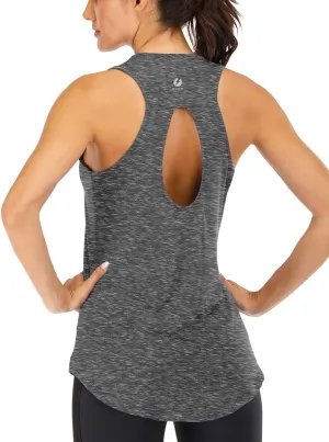 ICTIVE Yoga Tops for Women Loose Fit Workout Tank Tops for Women Backless Sleeveless Keyhole Open Back Muscle Tank