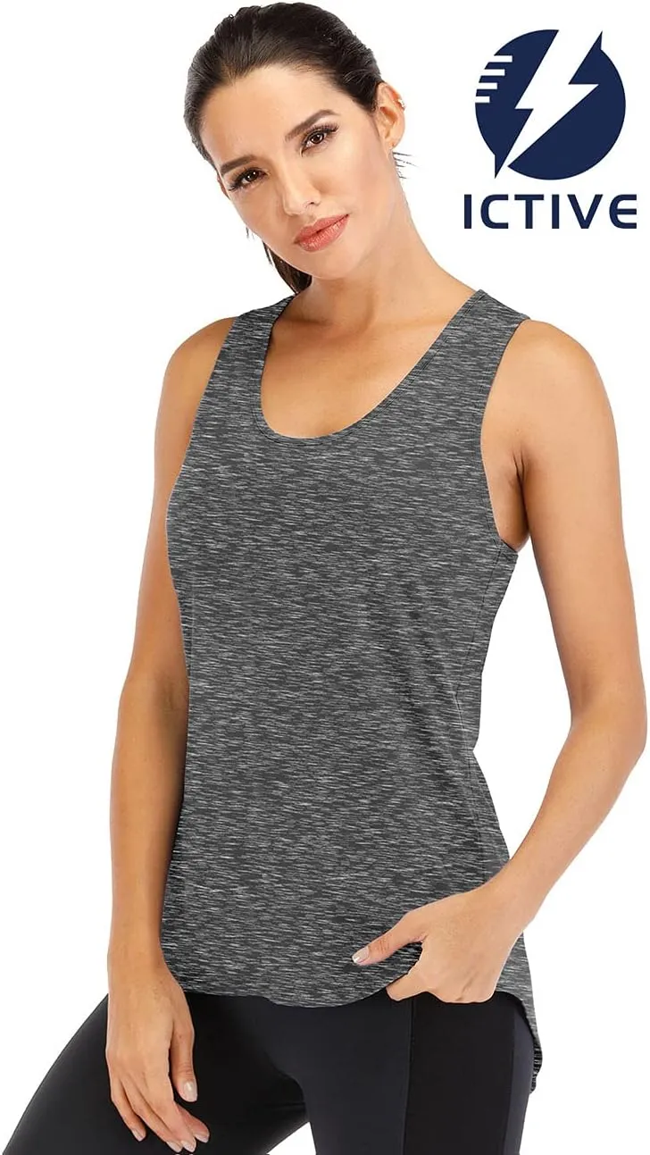 ICTIVE Yoga Tops for Women Loose Fit Workout Tank Tops for Women Backless Sleeveless Keyhole Open Back Muscle Tank