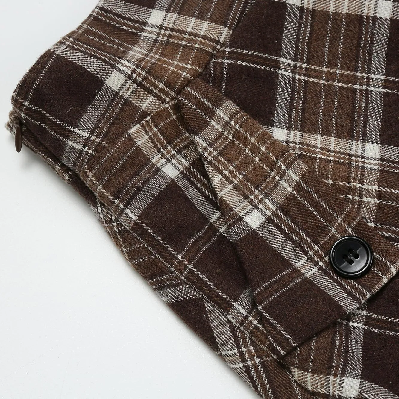 IDEALSANXUN Womens Plaid Skirts Fall Winter High Waisted A Line Long Pleated Maxi Skirt with Pockets
