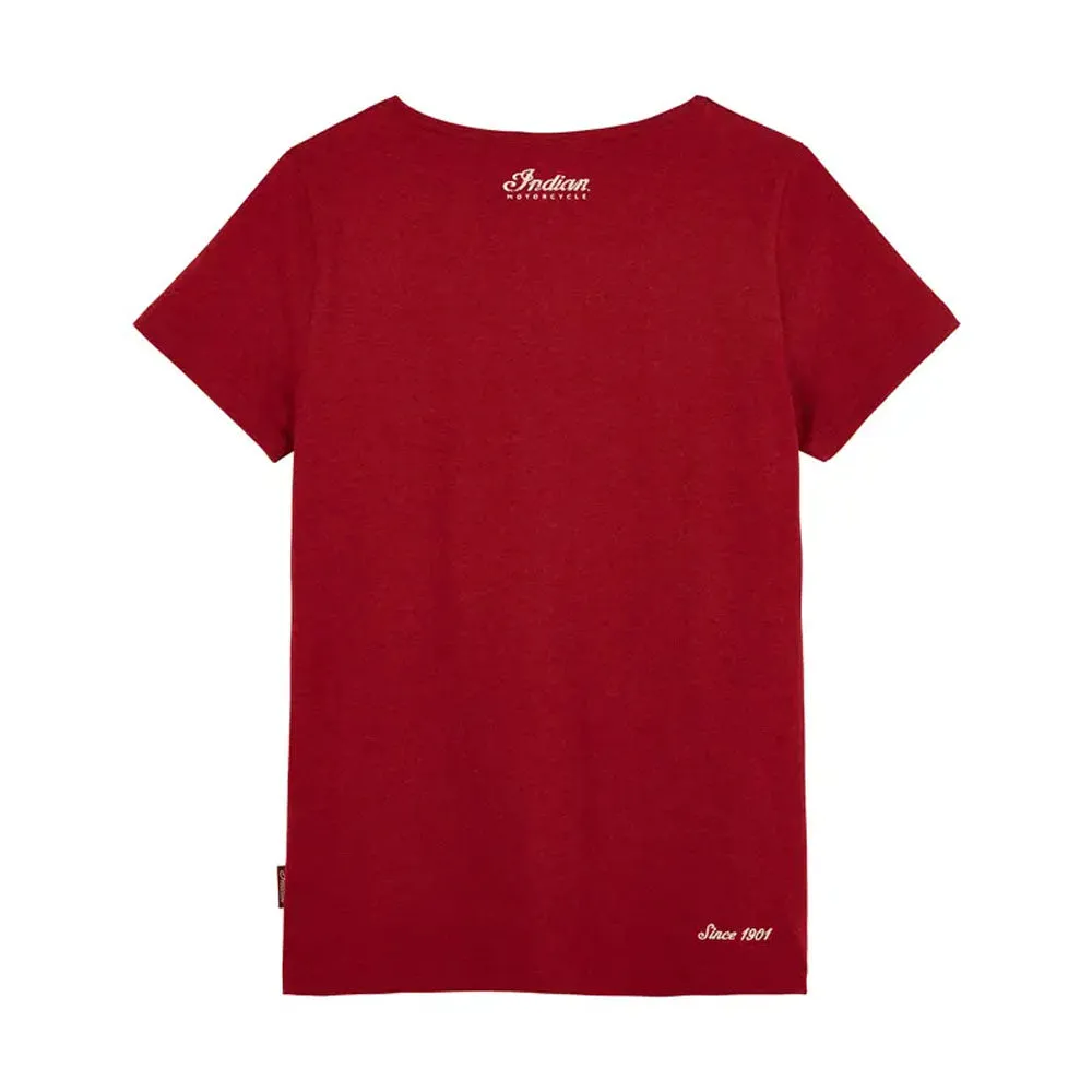 Indian Motorcycle  Womens 2 Color Foil Script T-Shirt Tee Lightweight Comfy Red