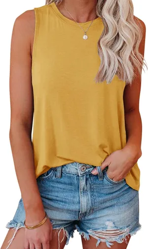 JAWINT Women's Casual Tank Tops Summer Crewneck Sleeveless Tunic Flowy Loose Shirts