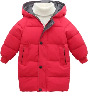 Jchen Boys Girls Winter Down Cotton Padded Coats with Hoods,Kids Hooded Windproof Zipper Outerwear Coat Puffer Down Jacket