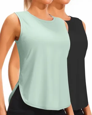 JOYSPELS Ice Silk Workout Tank Tops for Women Cool-Dry Sleeveless Loose Fit Yoga Shirts Athletic