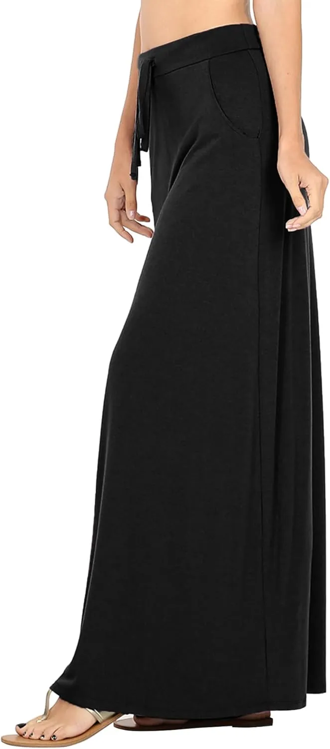 KOGMO Womens Casual Maxi Skirt with Waist Drawstring and Side Pockets (S-3X)