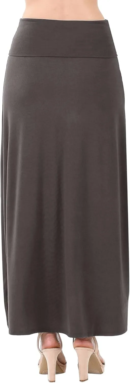 KOGMO Womens Classic Maxi Skirt with Foldable Wide Waistband (S-3X)