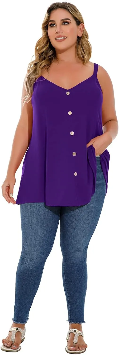 LARACE Plus Size Tank Tops for Womens V Neck T Shirts Casual Sleeveless Tops and Blouses Cute Clothes Loose Fit Tunics