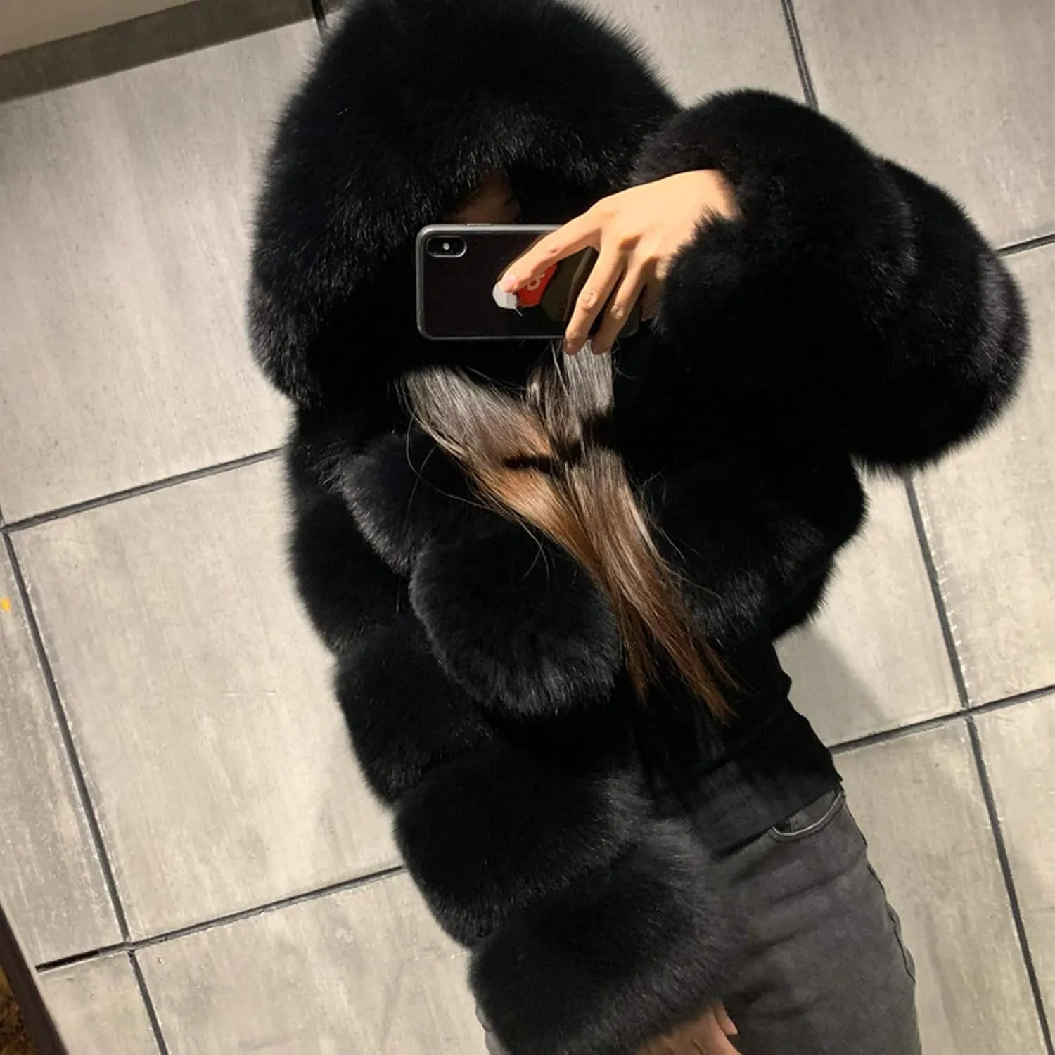 LCMTWX Women Fluffy Faux Fur Coat Women Long Jacket Faux Sleeve Short Warm Women's Coat Fluffy Short Coat Outerwear Pink