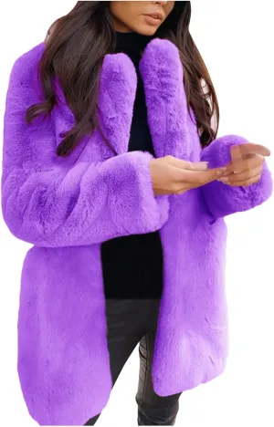 LCMTWX Women Fluffy Faux Fur Coat Women Long Jacket Faux Sleeve Short Warm Women's Coat Fluffy Short Coat Outerwear Pink