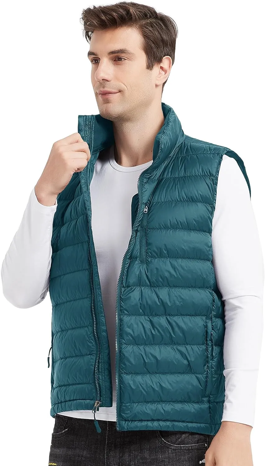 Lesmart Mens Down Vest Lightweight Packable Winter Outdoor Puffer Vest Jacket with Pockets