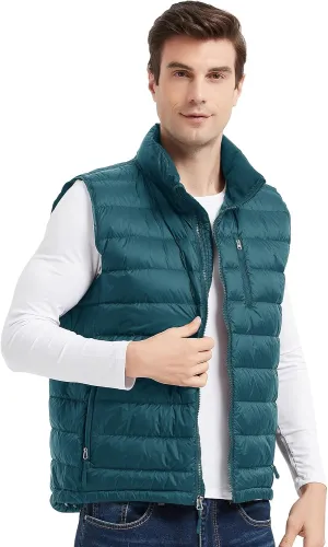 Lesmart Mens Down Vest Lightweight Packable Winter Outdoor Puffer Vest Jacket with Pockets