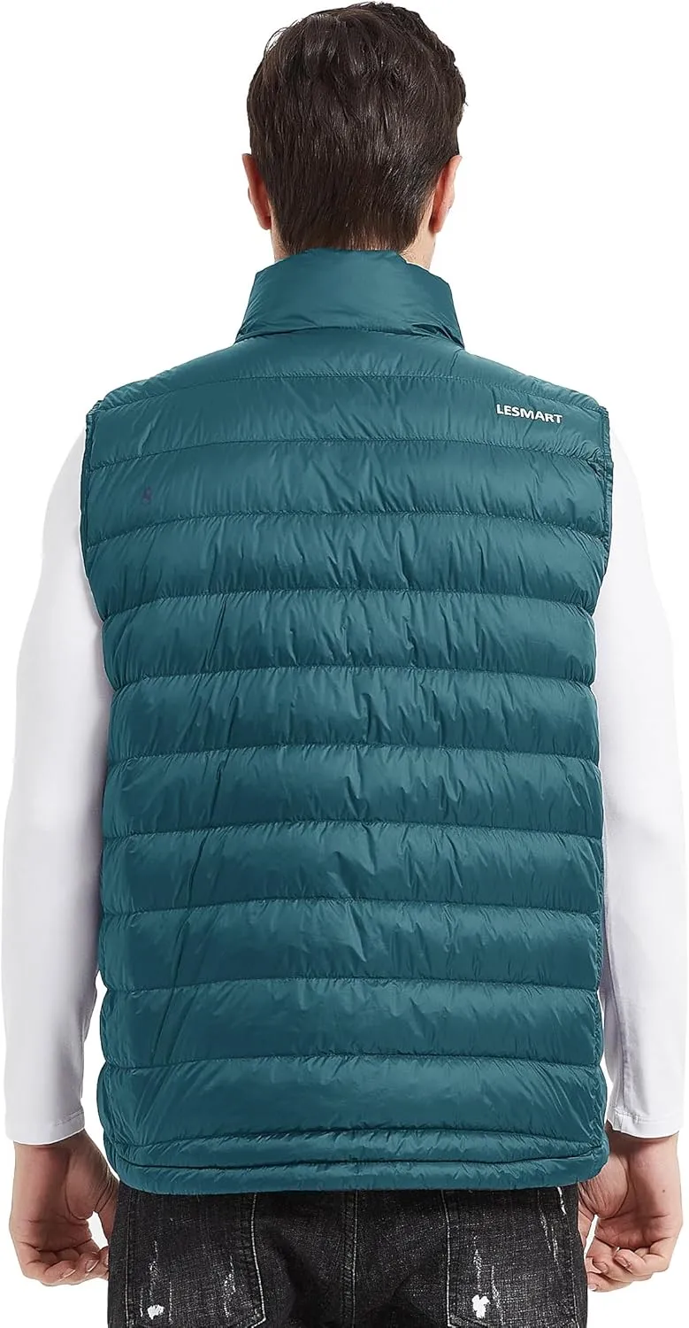 Lesmart Mens Down Vest Lightweight Packable Winter Outdoor Puffer Vest Jacket with Pockets