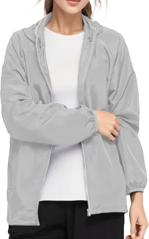 Lightweight Rain Jackets Women 2024 Plain Waterproof Windbreaker Jacket Women Packable Raincoat Rain Coats with Hood