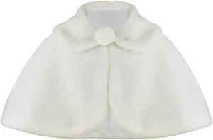 Little Girls Cozy Faux Fur Bolero Shrug Shawl Wraps Princess Cape Cloak Kids Girls Dress Coat Party Dress Up Jacket