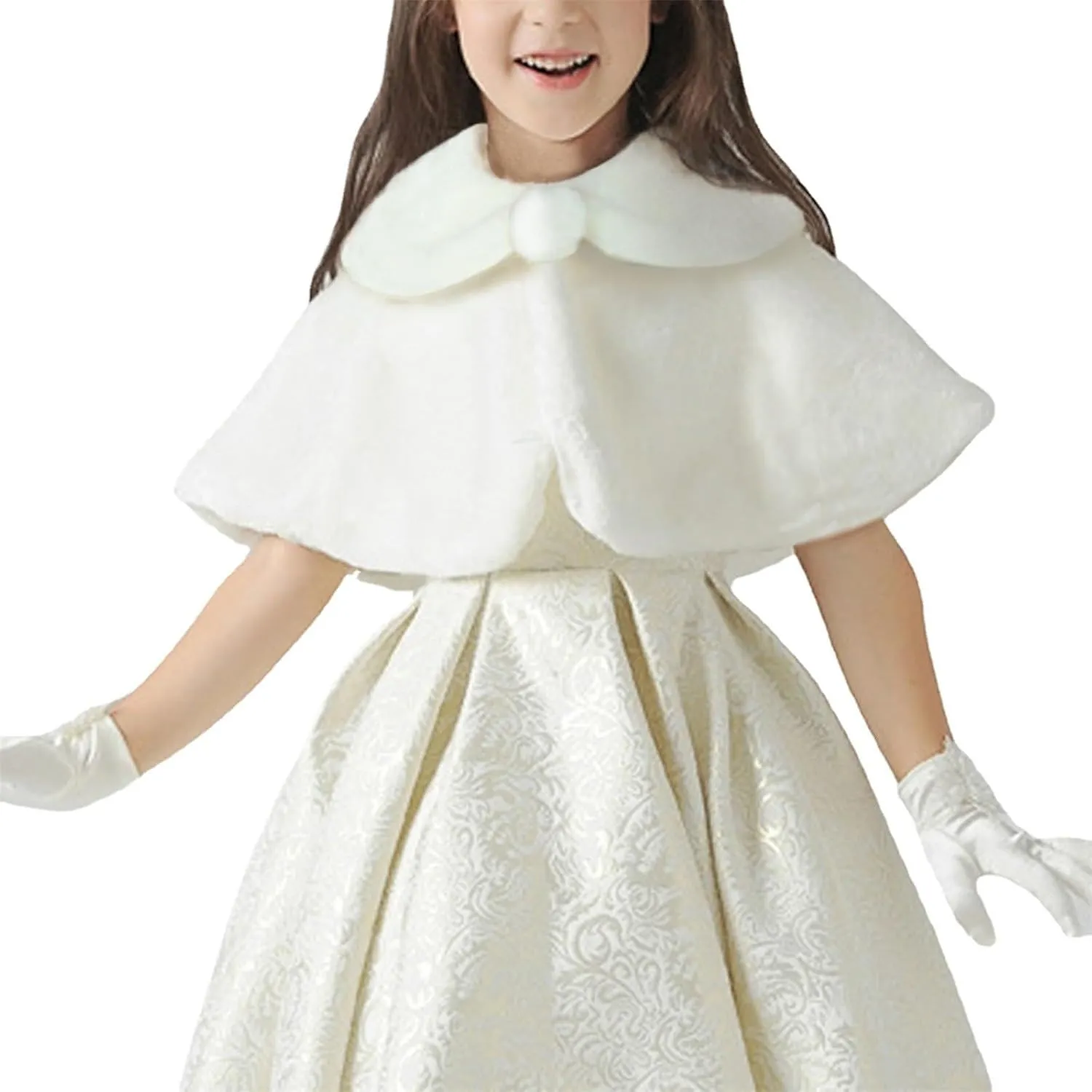 Little Girls Cozy Faux Fur Bolero Shrug Shawl Wraps Princess Cape Cloak Kids Girls Dress Coat Party Dress Up Jacket
