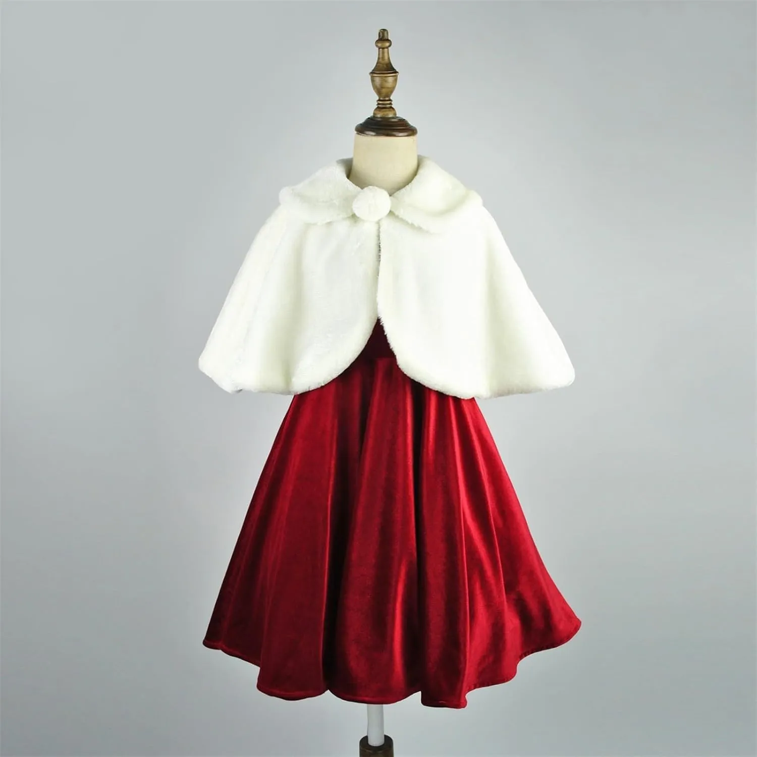 Little Girls Cozy Faux Fur Bolero Shrug Shawl Wraps Princess Cape Cloak Kids Girls Dress Coat Party Dress Up Jacket