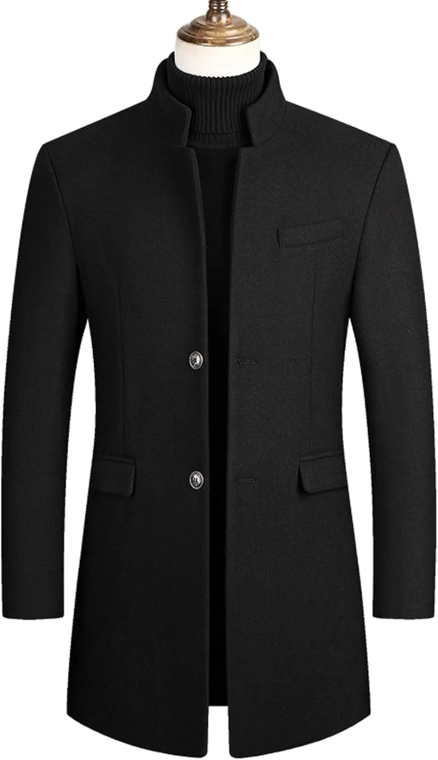 long coat men Solid Coat Single Breasted Jackets Long Sleeve Button Pocket Coat Long Jacket Casual Windproof