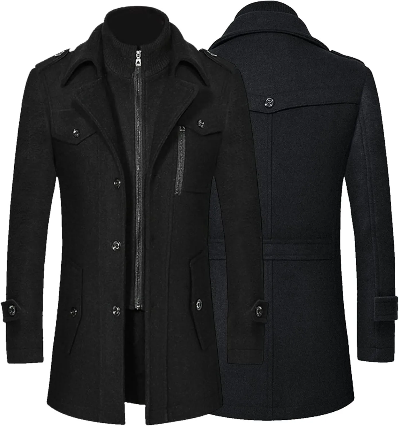 long coat men Solid Coat Single Breasted Jackets Long Sleeve Button Pocket Coat Long Jacket Casual Windproof