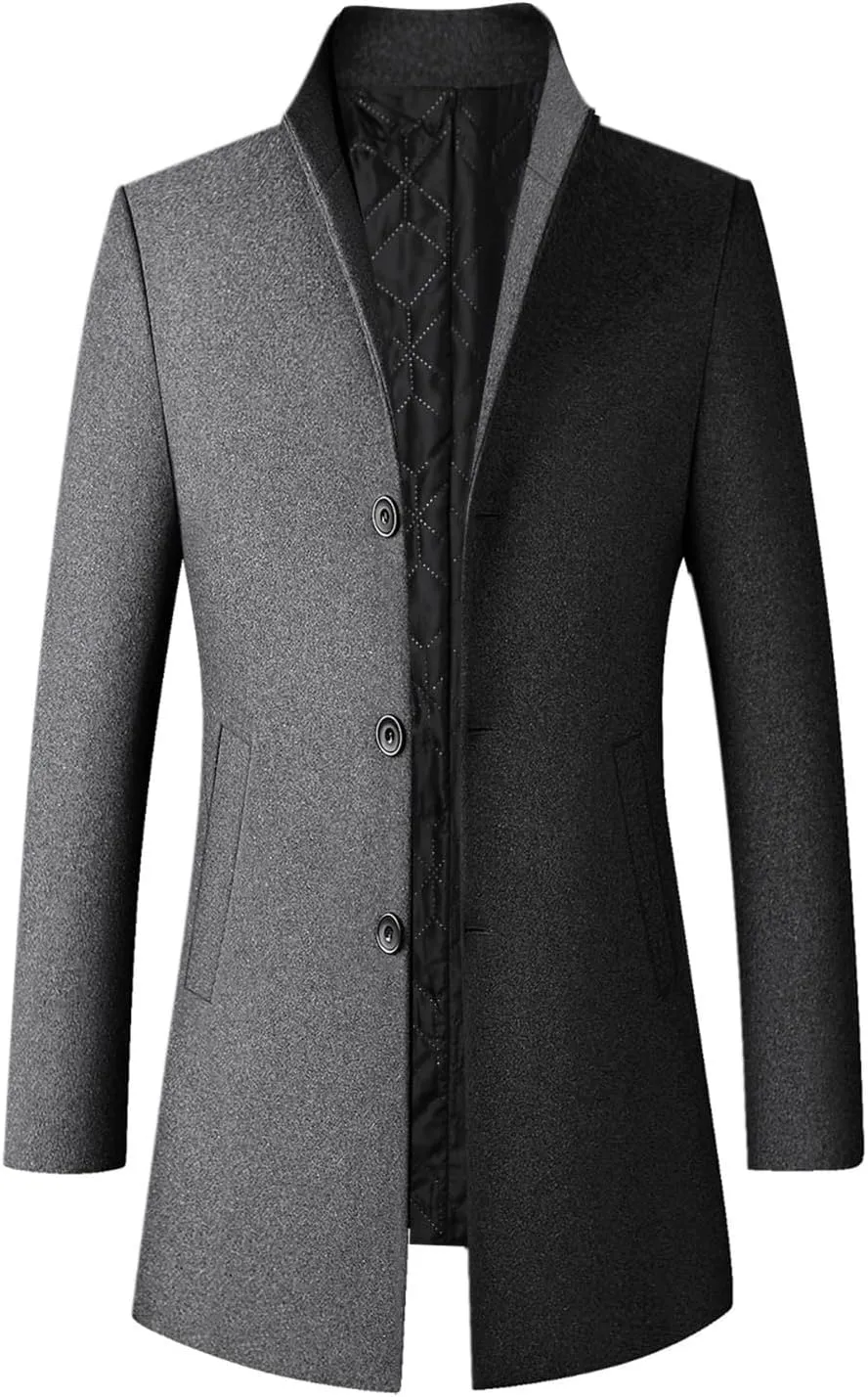 long coat men Solid Coat Single Breasted Jackets Long Sleeve Button Pocket Coat Long Jacket Casual Windproof