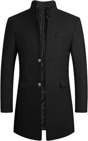 long coat men Solid Coat Single Breasted Jackets Long Sleeve Button Pocket Coat Long Jacket Casual Windproof