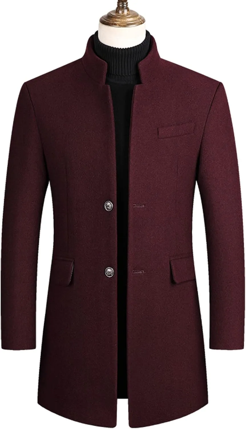 long coat men Solid Coat Single Breasted Jackets Long Sleeve Button Pocket Coat Long Jacket Casual Windproof