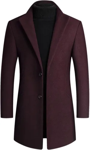 long coat men Solid Coat Single Breasted Jackets Long Sleeve Button Pocket Coat Long Jacket Casual Windproof