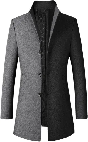 long coat men Solid Coat Single Breasted Jackets Long Sleeve Button Pocket Coat Long Jacket Casual Windproof