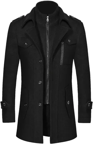 long coat men Solid Coat Single Breasted Jackets Long Sleeve Button Pocket Coat Long Jacket Casual Windproof