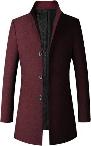long coat men Solid Coat Single Breasted Jackets Long Sleeve Button Pocket Coat Long Jacket Casual Windproof
