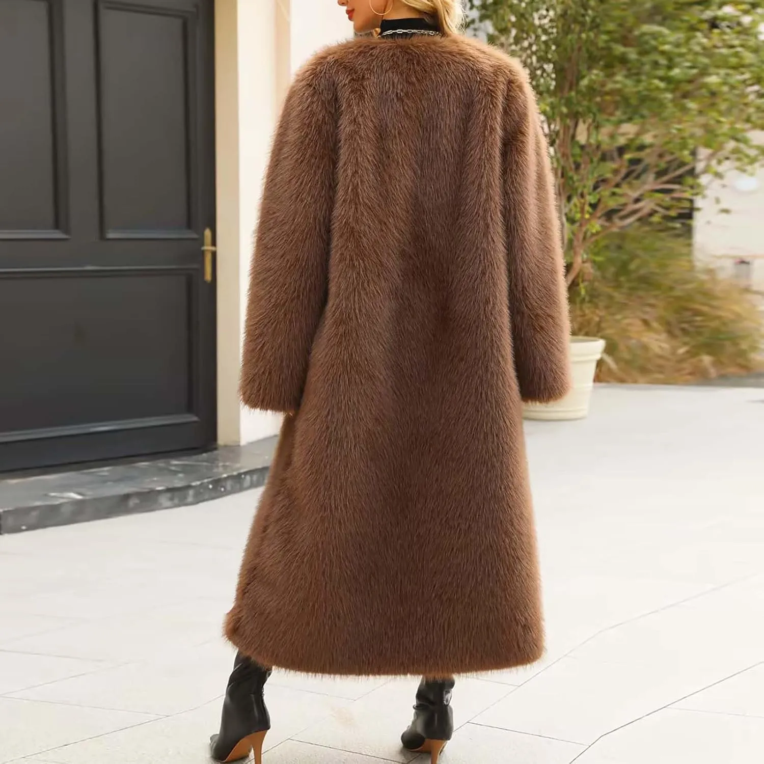 Long Faux Fur Coats for Women Open Front Cardigan Fuzzy Fleece Jacket Warm Winter Coats Fashion Outfits 2024