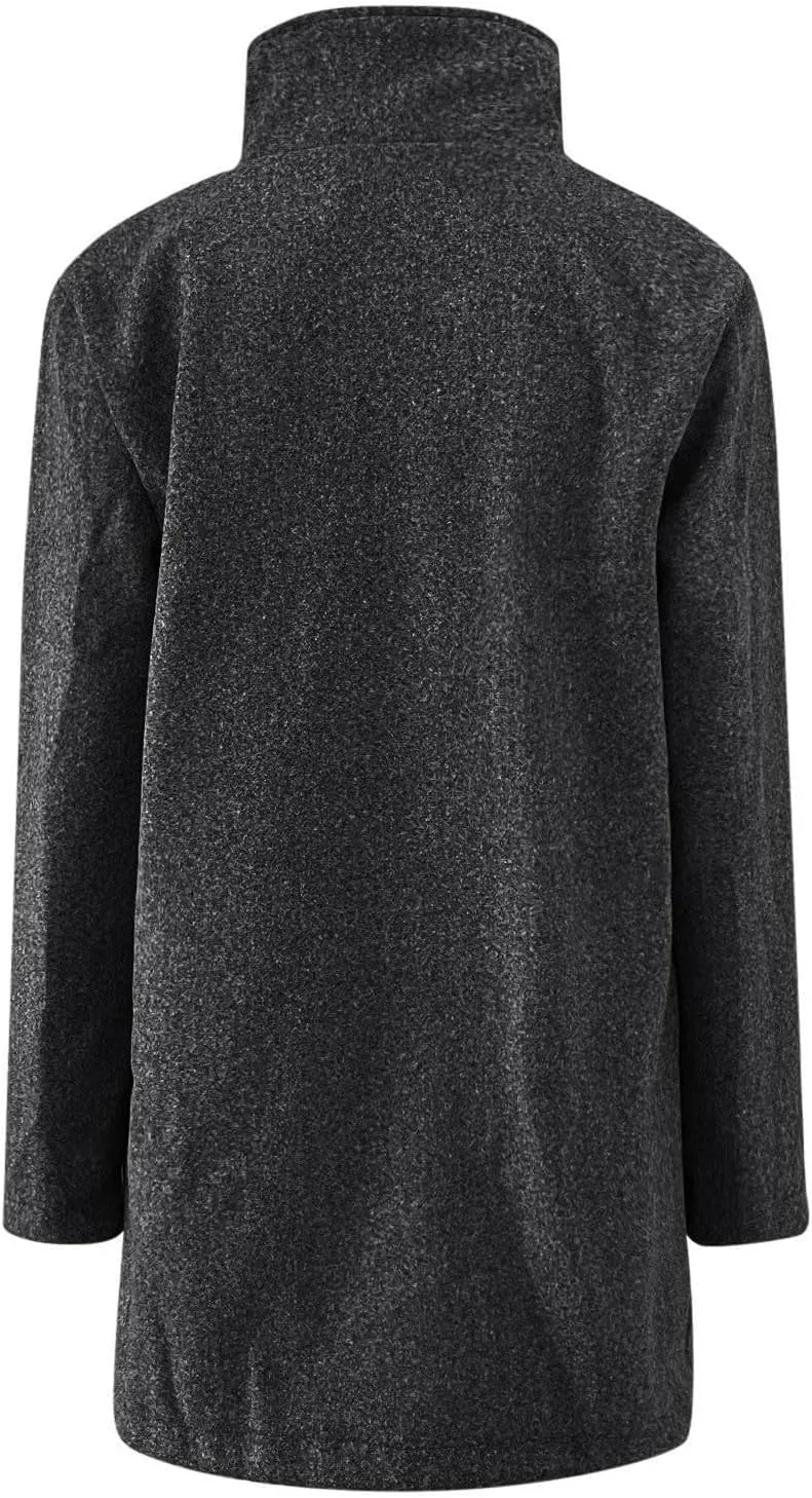 Long Pea Coats for Women Winter Stand Collar Single Breasted Wool Trench Coats Wool Blend Peacoat Thicken Blazer Jacket