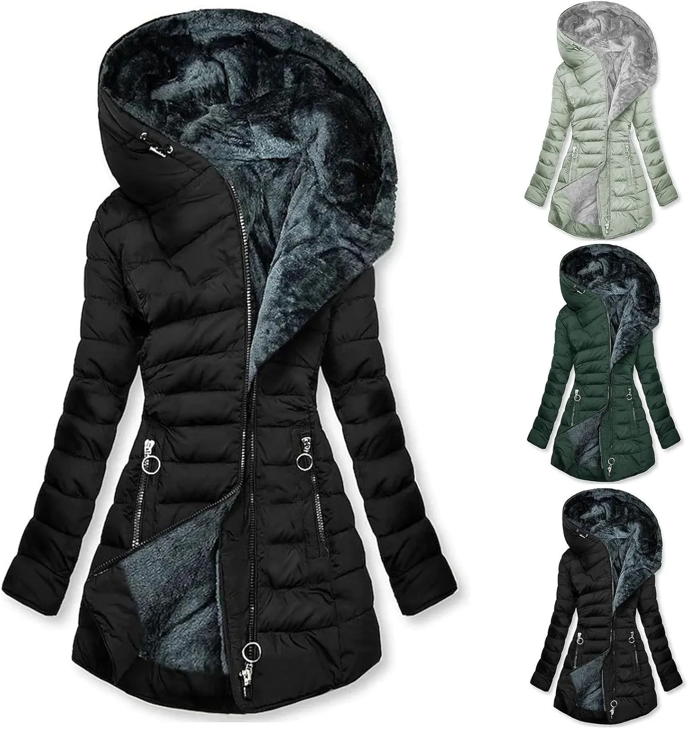 Long Winter Coats for Women Waterproof Fleece Lined Warm Long Puffer Jacket Thicken Parka Outwear With Fur Hood
